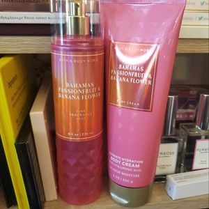 Set of 2 Bath & Body Works Passionfruit & Banana Flower Fragrance & Body Cream